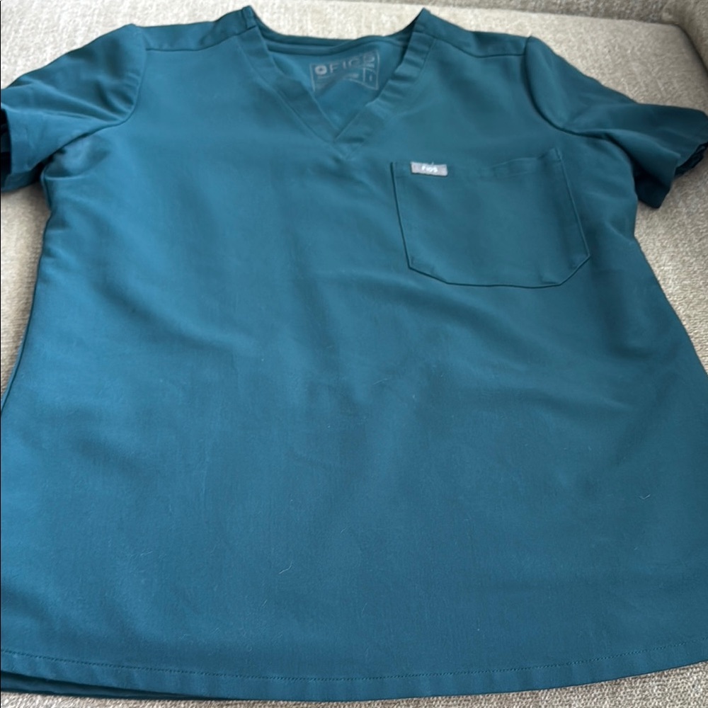 Figs Deep Teal Technical V-Neck Scrub Top